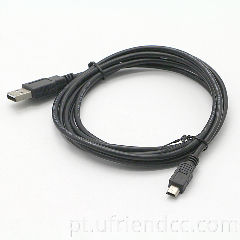 Custom Shied 5pin Mini B USB 2.0 Cabo de extensão de dados do carregador para PS3